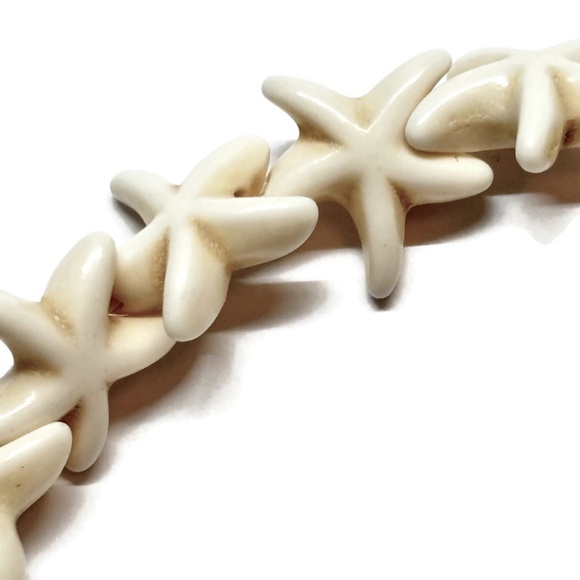 As Low As $2 Cream Synthetic Turquoise Starfish Beads 14mm x 14mm (12) - Picture 1 of 2